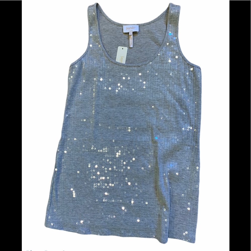 NWT laundry grey tank with sequins